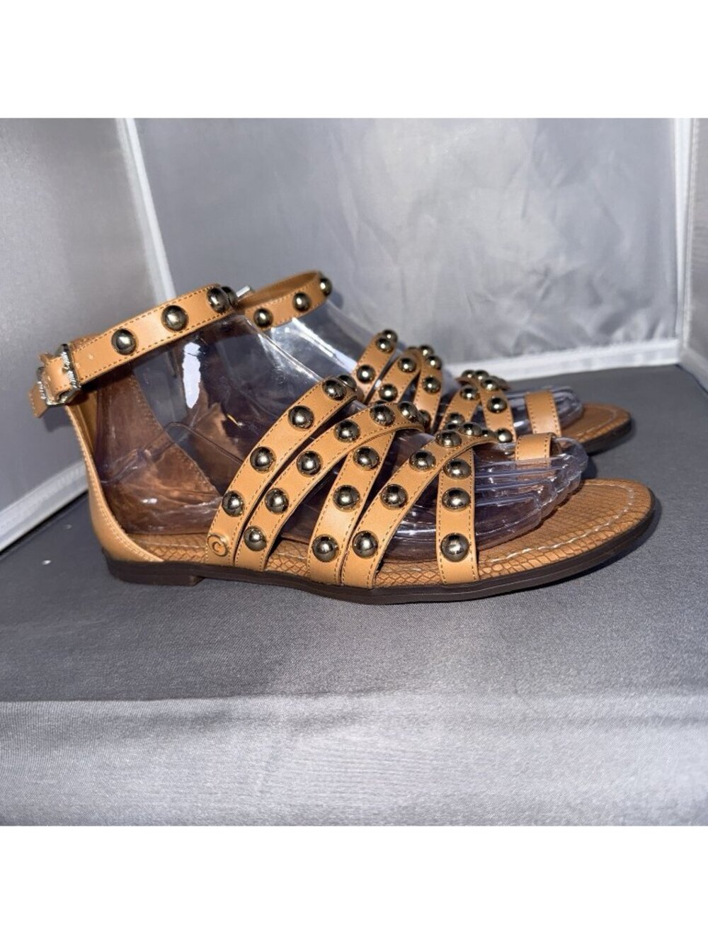 Circus by Sam Edelman Carla Studded Gladiator Sandals Cognac Tan Size 6.5